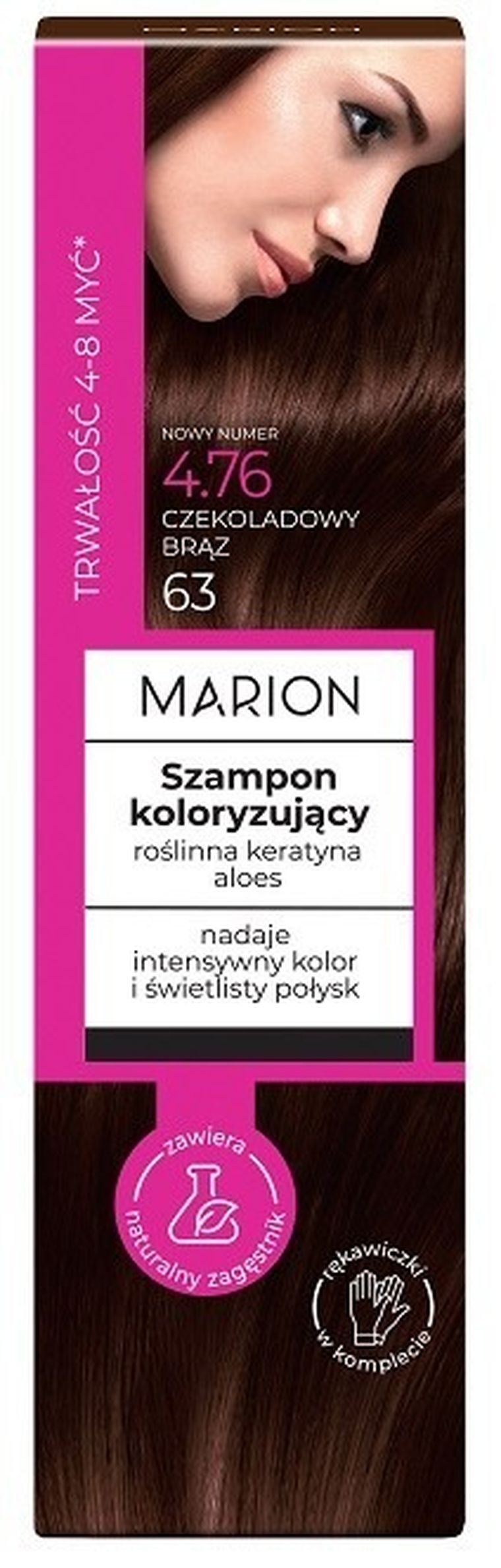 Marion, szampon koloryzujący, 4-8 myć, nr 476 czekoladowy brąz, 100 ml