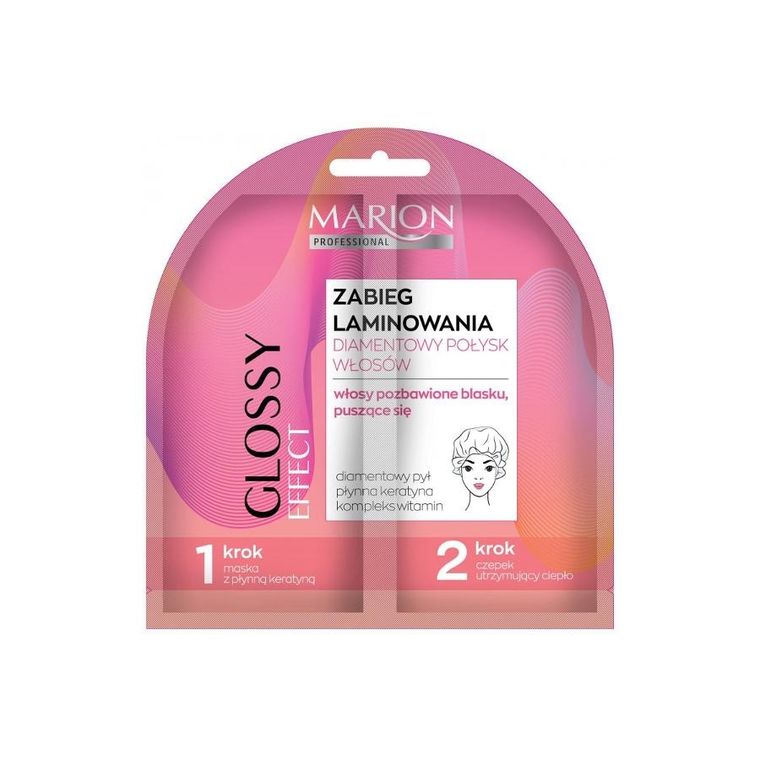 Marion, zabieg laminowania, duo, diamentowy połysk, do włosów pozbawionych blasku, 20 ml + czepek