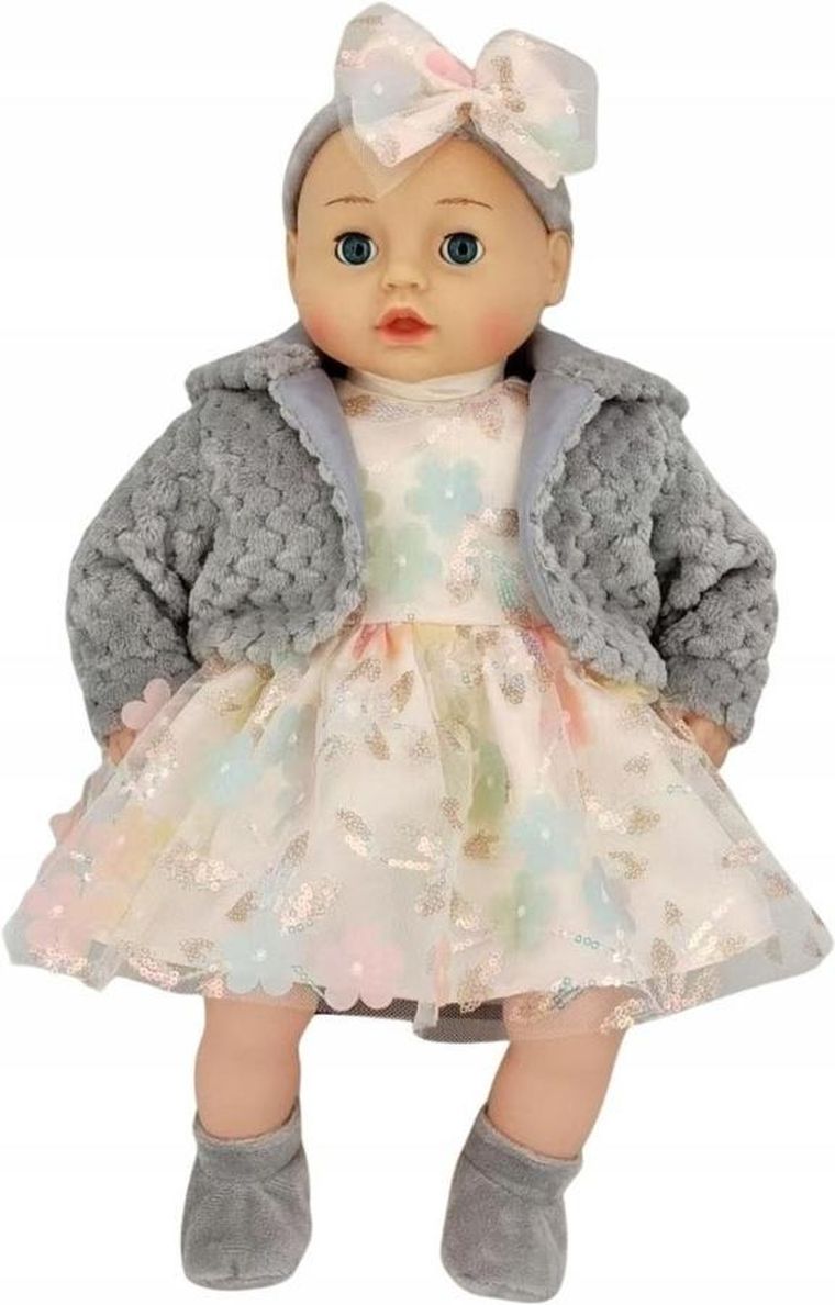 Mariotoys, interaktywna lalka bobas, szara, 45 cm