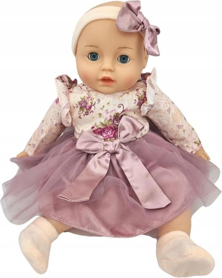 Mariotoys, interaktywna lalka bobas, ze smoczkiem i butelką, różowa, 45 cm