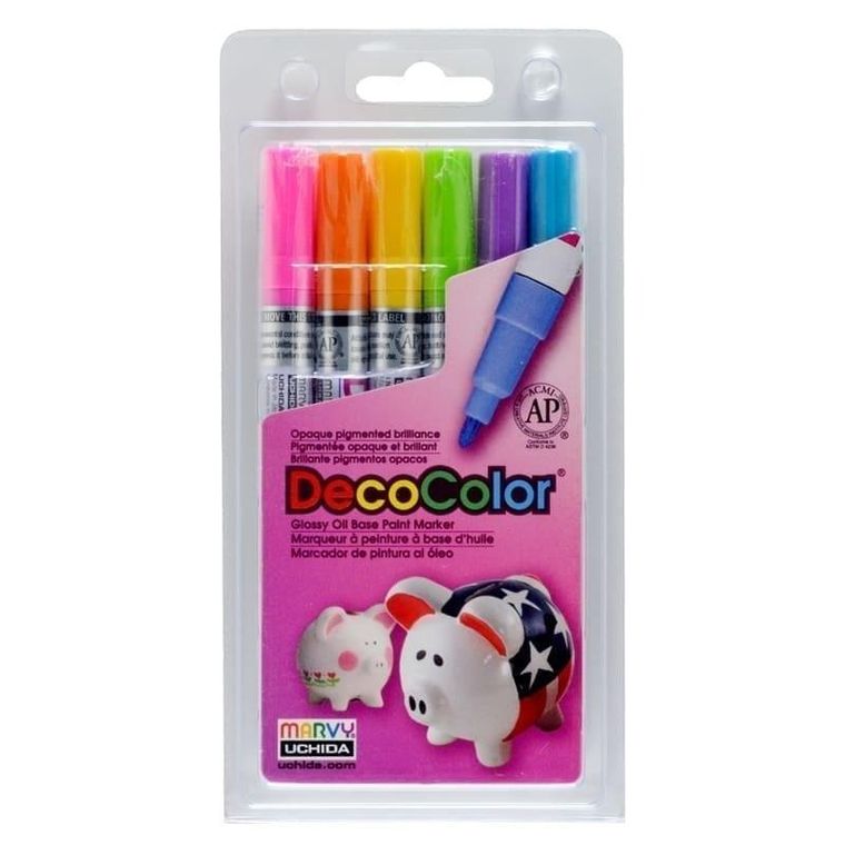 Marvy, DecoColor, markery do dekoracji różnych powierzchni, 6 kolorów