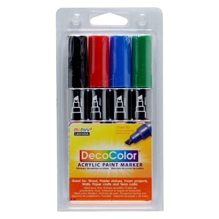 Marvy, DecoColor, Primary, markery akrylowe, 4 kolory