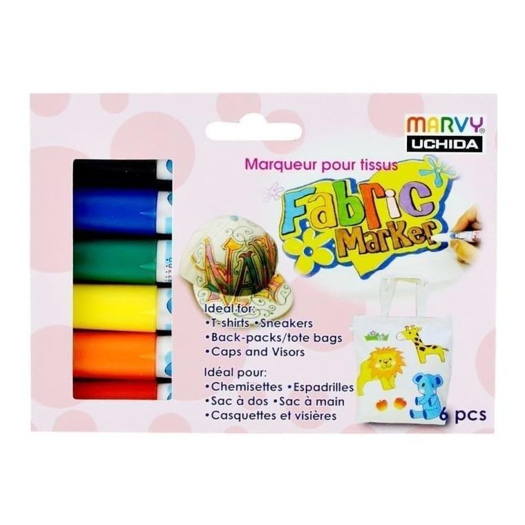 Marvy, flamastry do tkanin, 6 kolorów