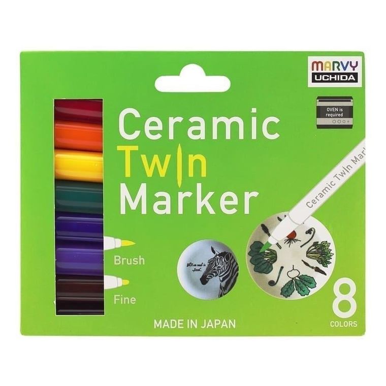 Marvy, markery do ceramiki i porcelany, Primary, 8 kolorów