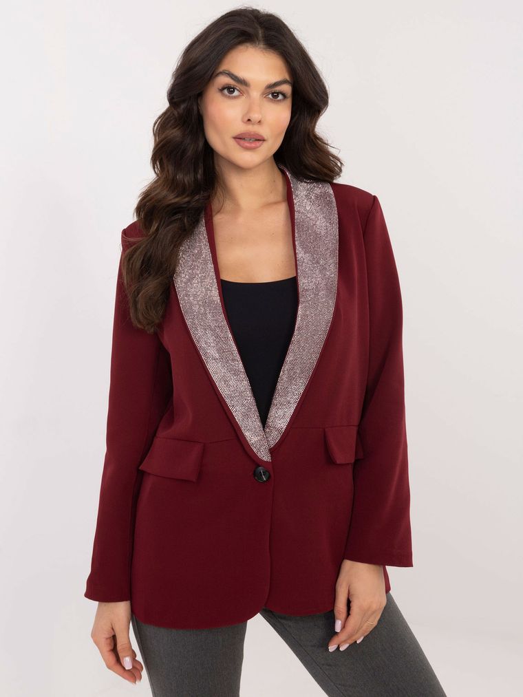 Marynarka damska, bordowa, Italy Moda