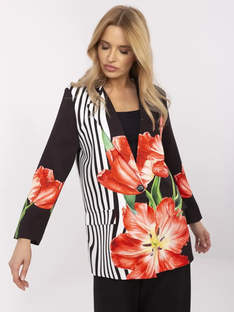 Marynarka damska, czarna, Italy Moda