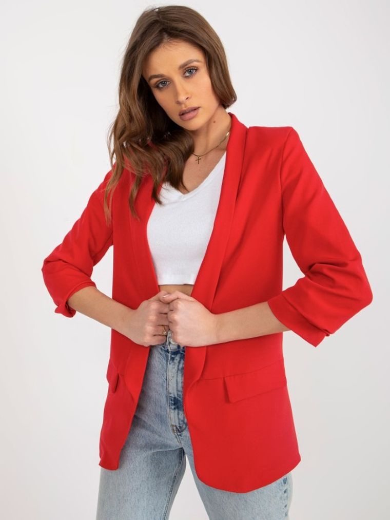Marynarka damska, czerwona, Italy Moda