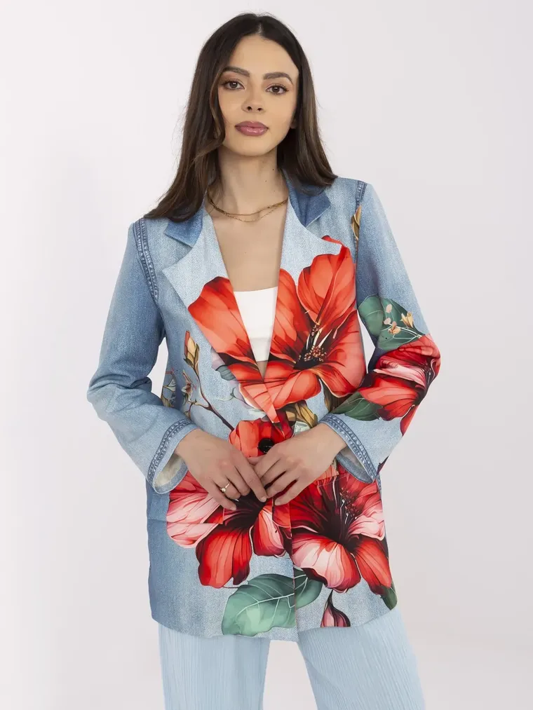Marynarka damska, niebieska, Italy Moda