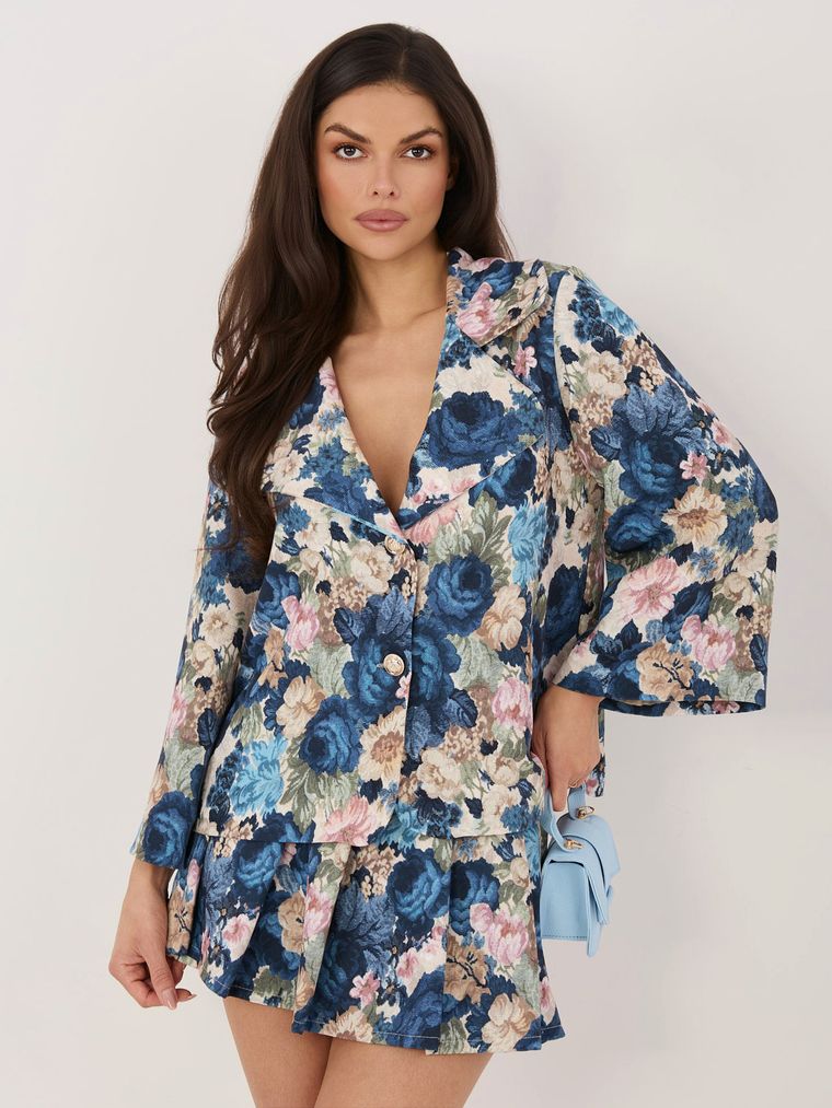 Marynarka damska, niebieska, Italy Moda