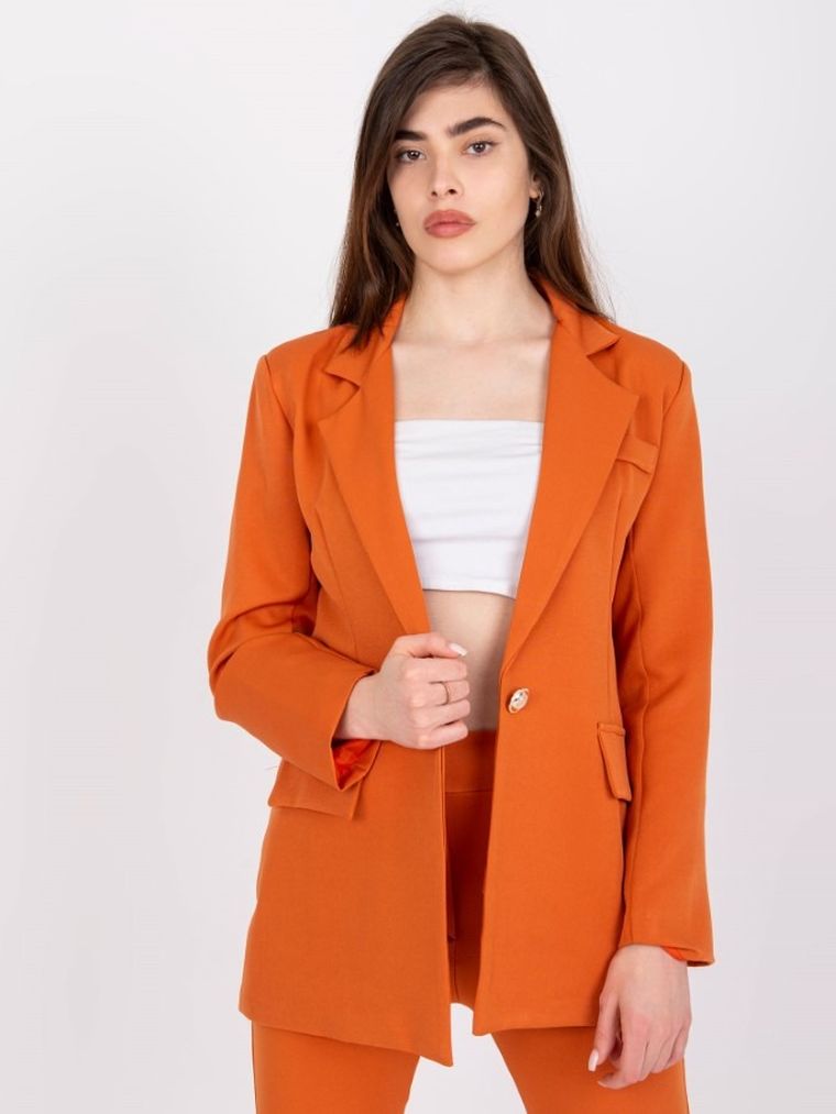 Marynarka damska, pomarańczowa, Italy Moda