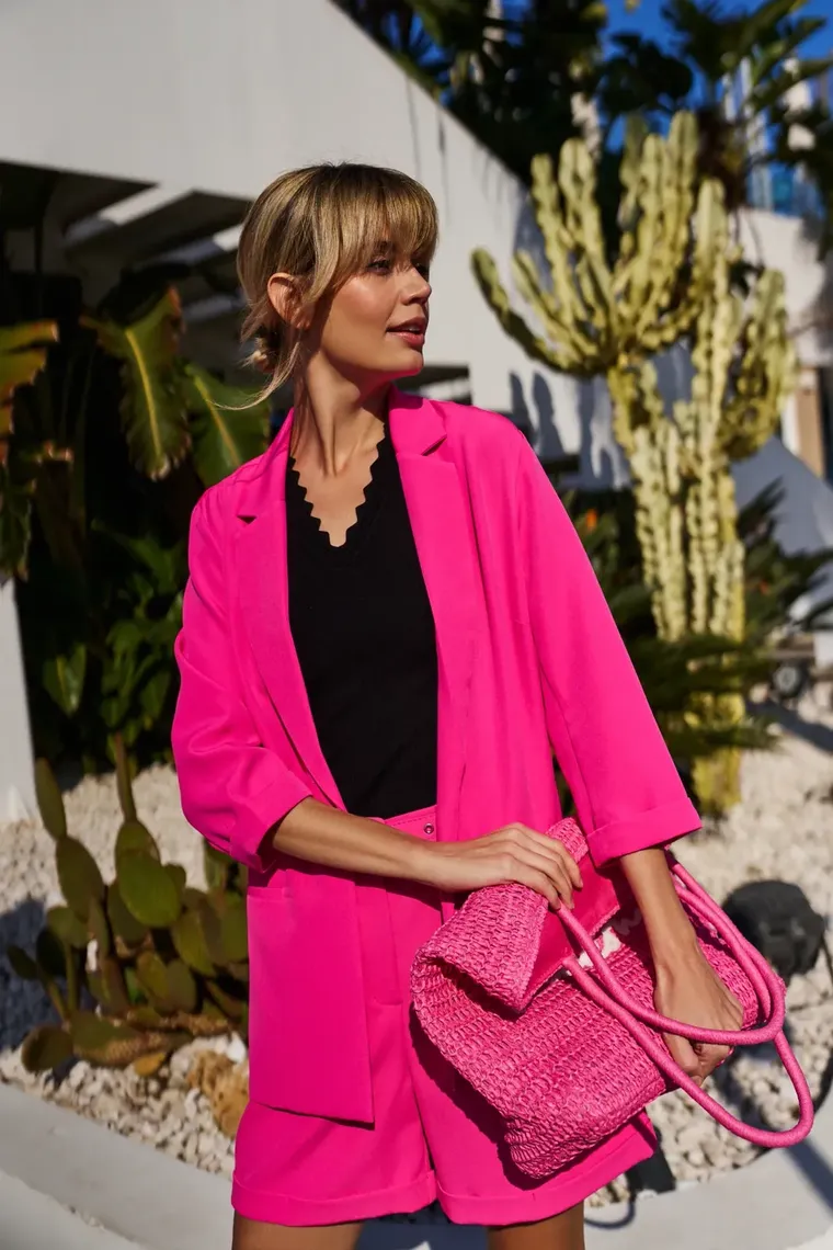 Marynarka damska, różowa, Moodo