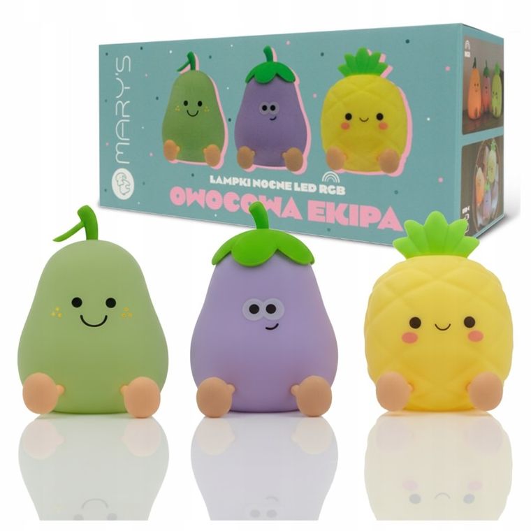 Mary's, Owocowa ekipa, lampka nocna, LED RGB, 3 szt.