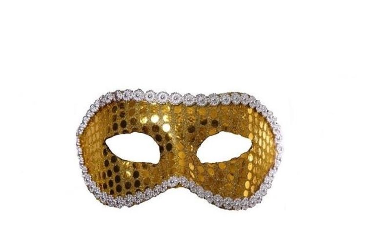 Maska wenecka, cekiny, złota