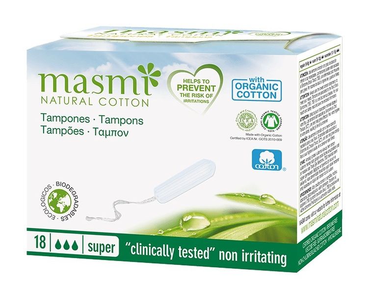 Masmi, Tampons, tampony z bawełny organicznej, Super, 18 szt.