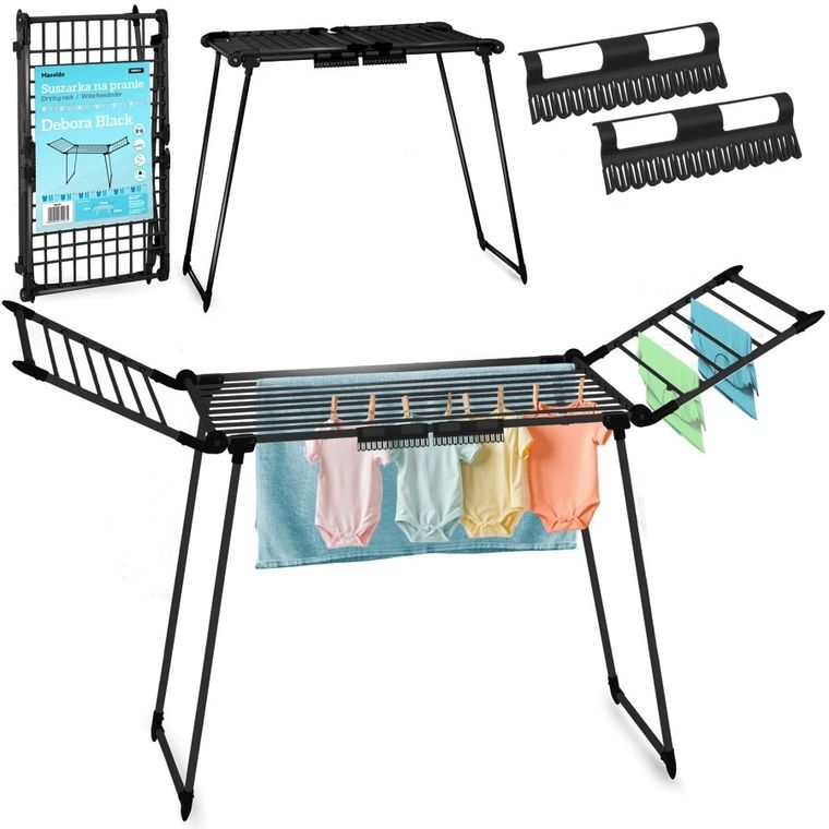 Massido, Debora, suszarka na pranie, rozkładana, czarna