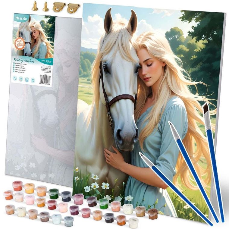 Massido, obraz do malowania po numerach, Portret kobiety z koniem, 40-50 cm