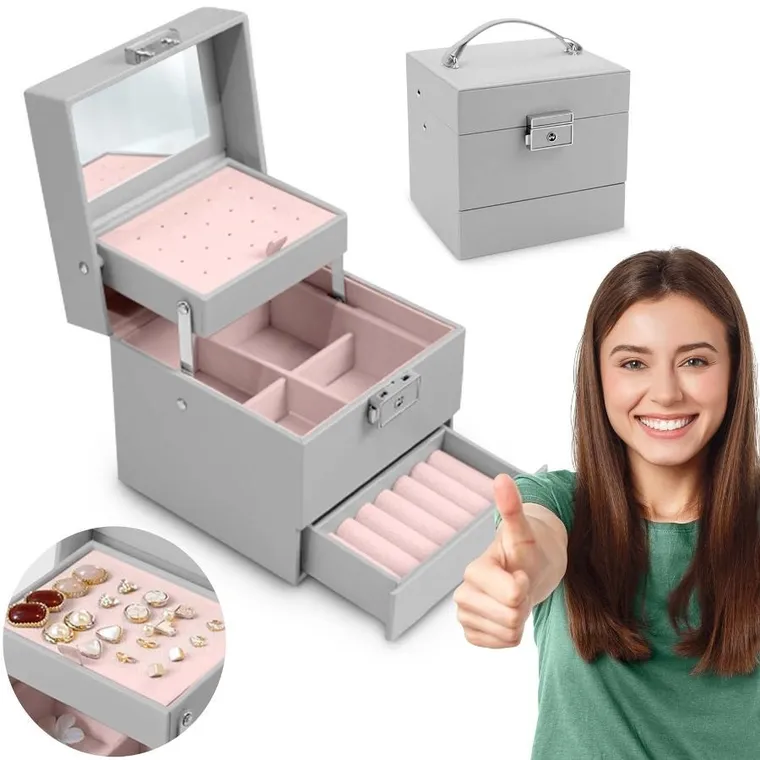 Massido, szkatułka na biżuterię, szara