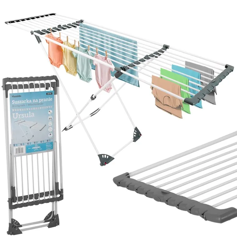 Massido, Ursula, suszarka teleskopowa do prania z kółkami, 20 m
