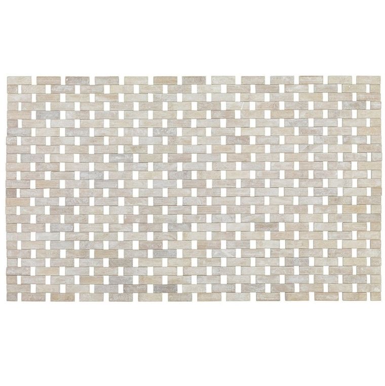 Mata bambusowa, Bamboo, dywanik łazienkowy, biały