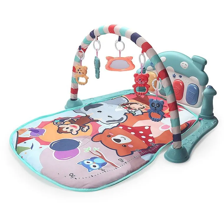 Mata edukacyjna dla niemowląt z pianinem, zielona