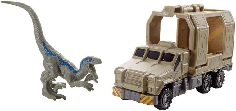 Matchbox, Jurassic World, transporter dinozaurów, zestaw z figurką Velociraptor