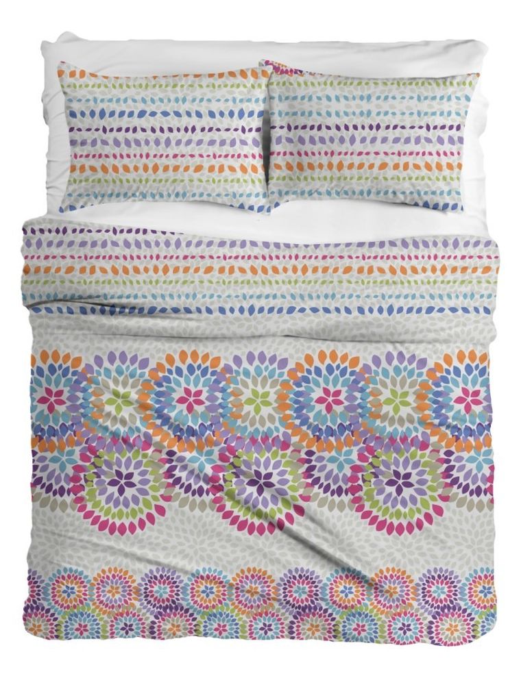 Matex, deSATIN, Ranforce, kwiaty, 3-częściowy komplet pościeli, 220-200 cm