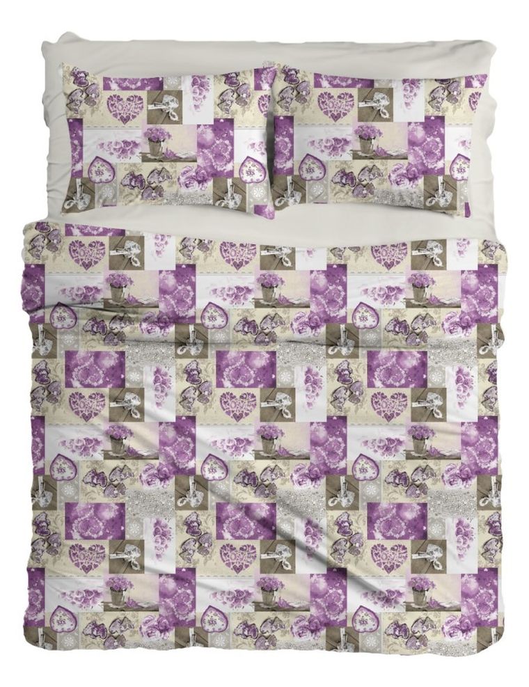 Matex, deSATIN, Ranforce, serca, 3-częściowy komplet pościeli, 220-200 cm