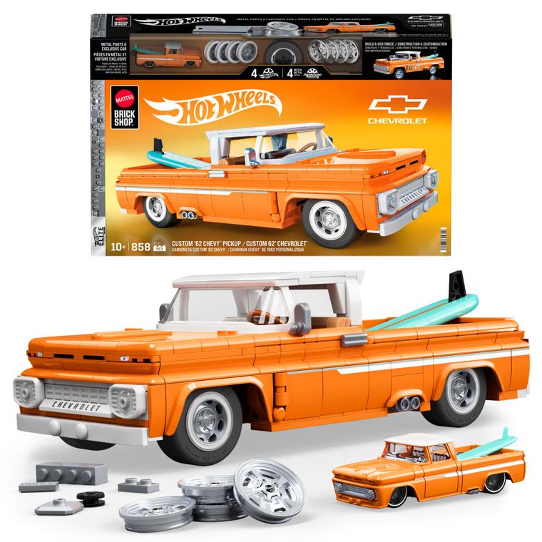 Mattel Brick Shop, Hot Wheels, Elite Series Custom ’62 Chevy Pickup, klocki, 858 elementów