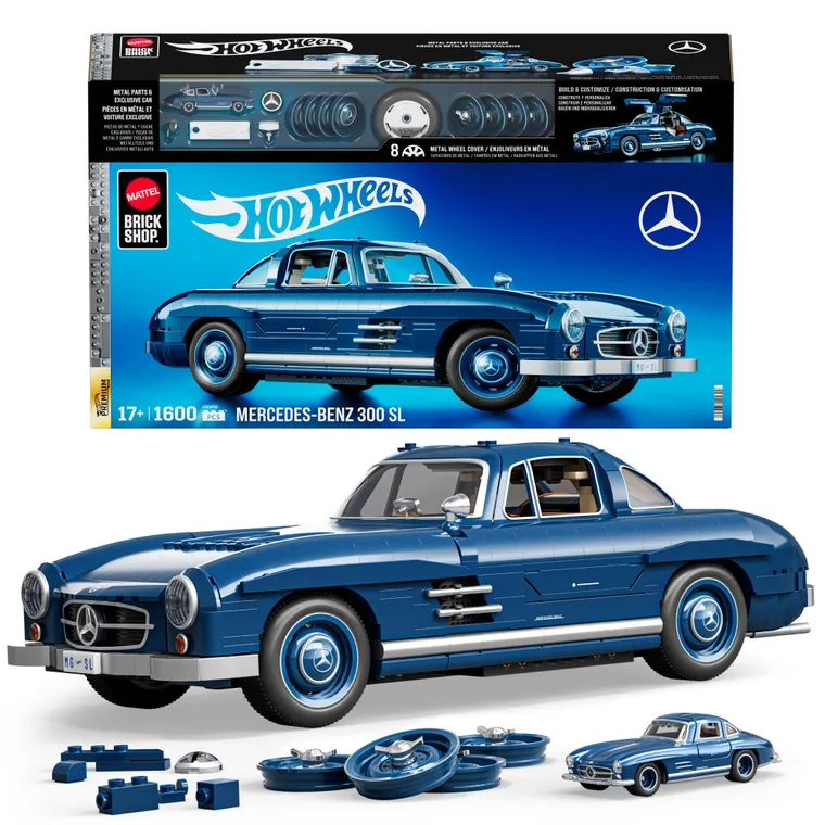 Mattel Brick Shop, Hot Wheels, Mercedes-Benz 300 SL, klocki, 1600 elementów