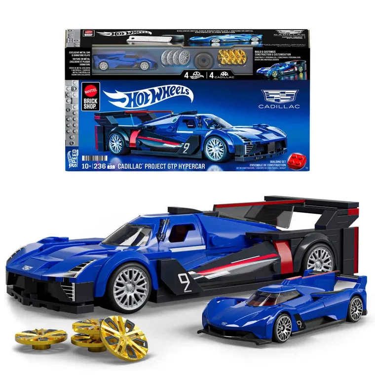 Mattel Brick Shop, Hot Wheels, Speed Series Cadillac Project GTP Hypercar, klocki, 236 elementów