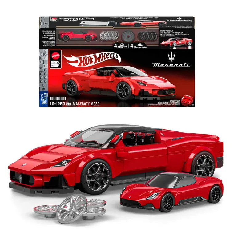 Mattel Brick Shop, Hot Wheels, Speed Series Maserati MC20, klocki, 250 elementów