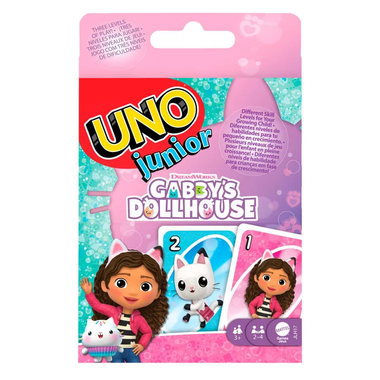 Mattel, Uno Junior, Koci Domek Gabi, gra karciana dla dzieci