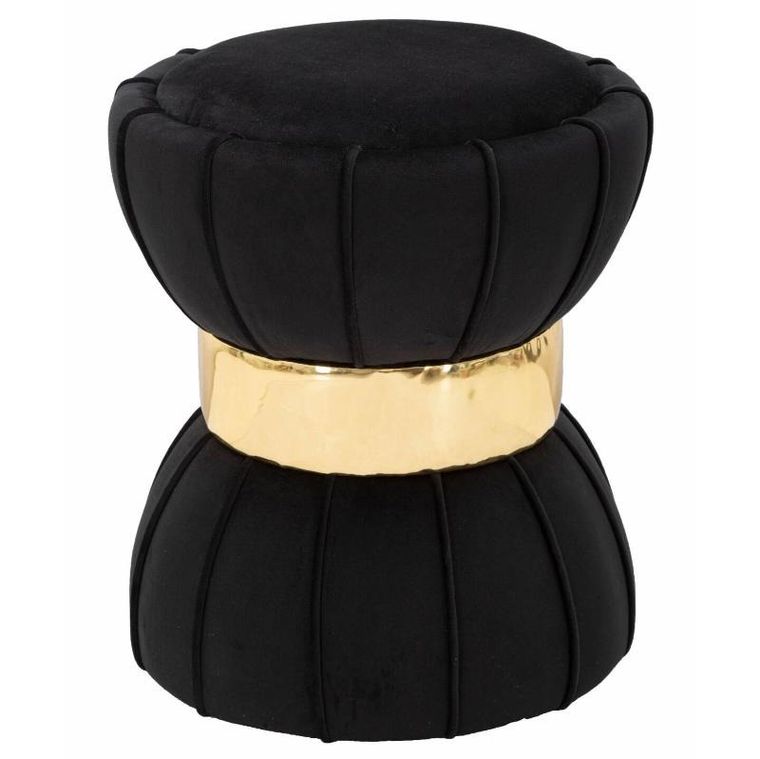 Mauro Ferretti, stołek welurowy ze złotym detalem, Ø 40 cm