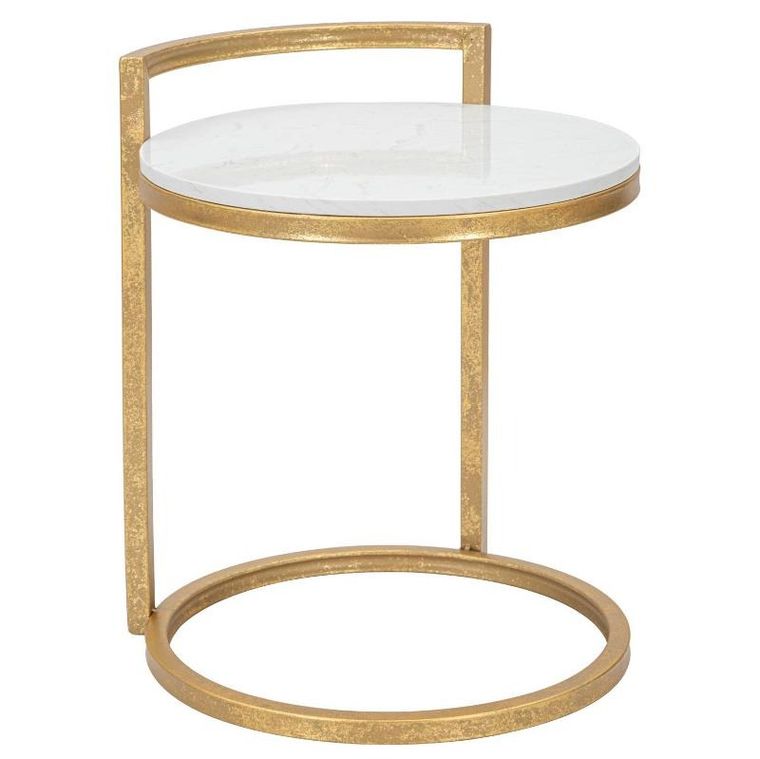 Mauro Ferretti, stolik kawowy z blatem z imitacji marmuru, Ø 40 cm