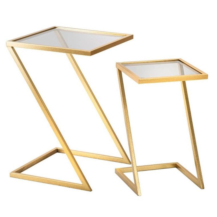 Mauro Ferretti, zestaw stolików pomocniczych z blatem z dymionego szkła