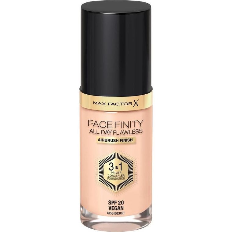 Max Factor, Facefinity All Day Flawless 3in1, podkład do twarzy, nr n55 Beige, 30 ml