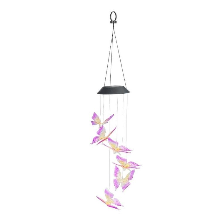 Maximex, lampa solarna wisząca, motyle LED, dzwonek wietrzny, 78 cm