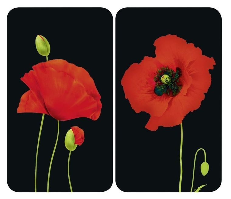 Maximex, szklane płyty ochronne na kuchenkę, maki, 2 szt.