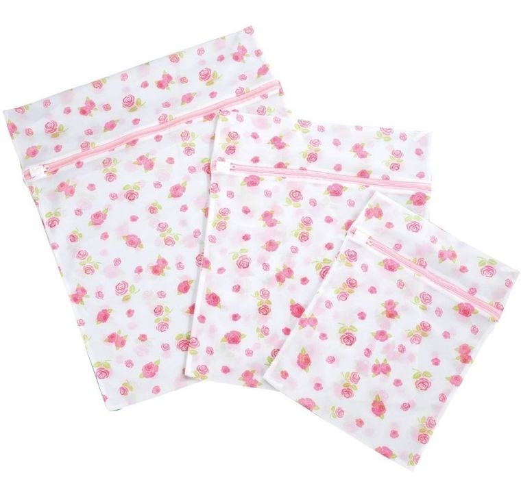 Maximex, woreczki do prania, zestaw 3 siatek, wzór różany