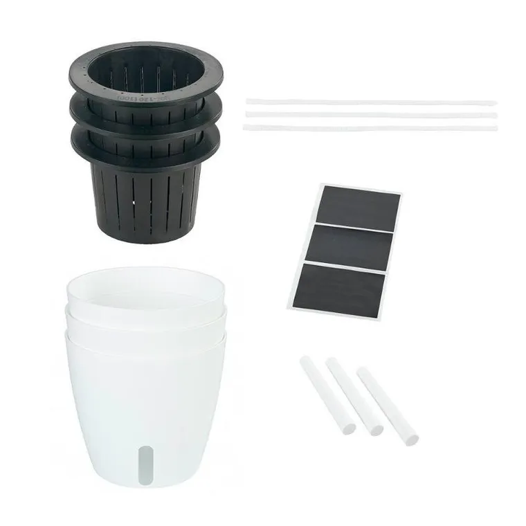 Maximex, zestaw trzech doniczek z systemem nawadniania, 13 cm