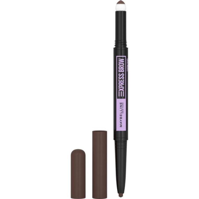 Maybelline, Express Brow Satin Duo, dwustronna kredka do brwi, 04 Dark Brown, 0.71 g
