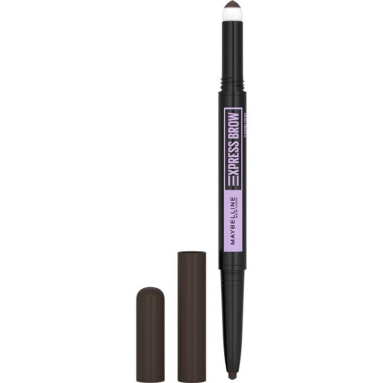 Maybelline, Express Brow Satin Duo, dwustronna kredka do brwi, 05 Black Brown, 0.71 g