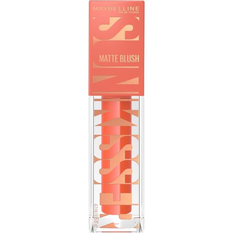 Maybelline New York, Sunkisser Hazy Matte, róż do policzków w płynie, 34 peachy quench, 4,7 ml