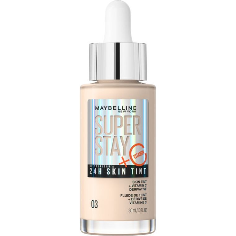 Maybelline, Super Stay 24H Skin Tint, długotrwały podkład rozświetlający z witaminą C, 03, 30 ml