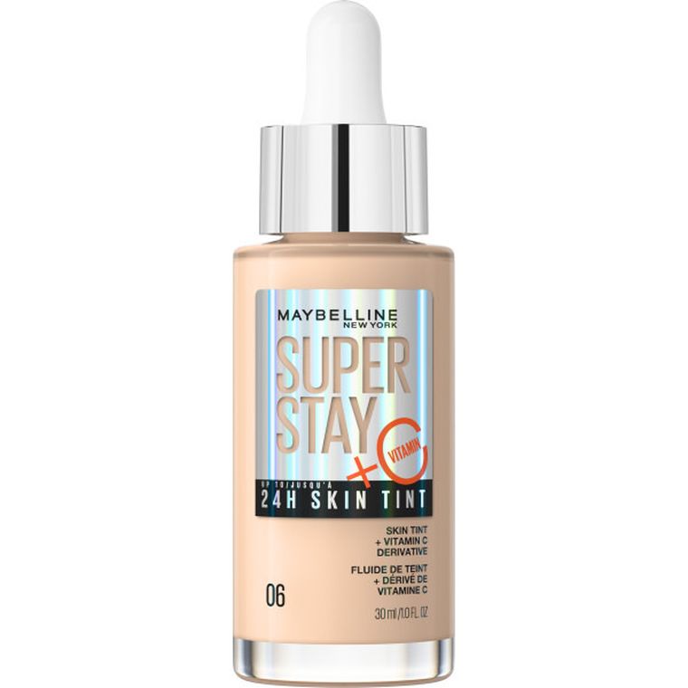 Maybelline, Super Stay 24H Skin Tint, długotrwały podkład rozświetlający z witaminą C, 06, 30 ml