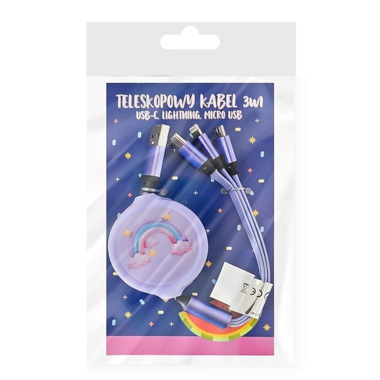 MCD, brelok z kabelkami do ładowania, fioletowy, 3w1