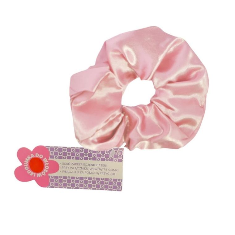 Mcd, gumka scrunchie do włosów LED, różowa