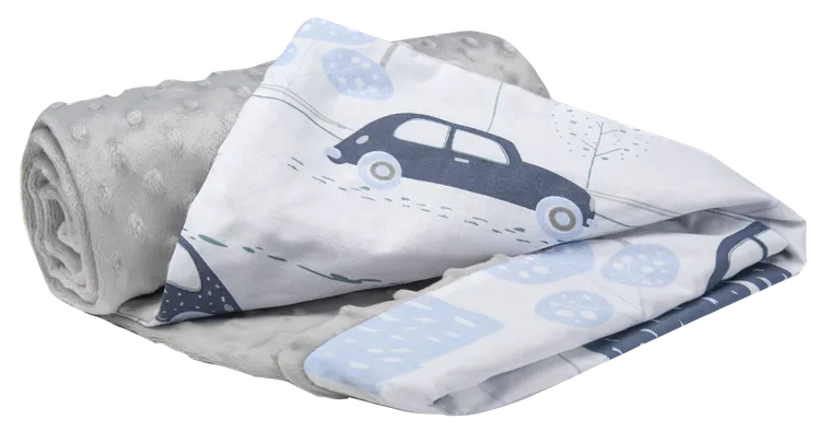 Medi Partners, Auta, Retro, kocyk minky, szary, 75-100 cm