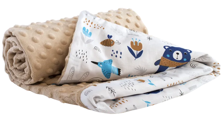 Medi Partners, Boho Animals, kocyk minky, beżowy, 75-100 cm