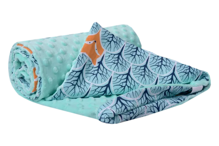 Medi Partners, Boho Animals, kocyk minky, miętowy 75-100 cm